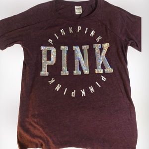 NWOT Pink by Victoria Secret Purple Marl BLINGY 💎Baseball Tee SZ M